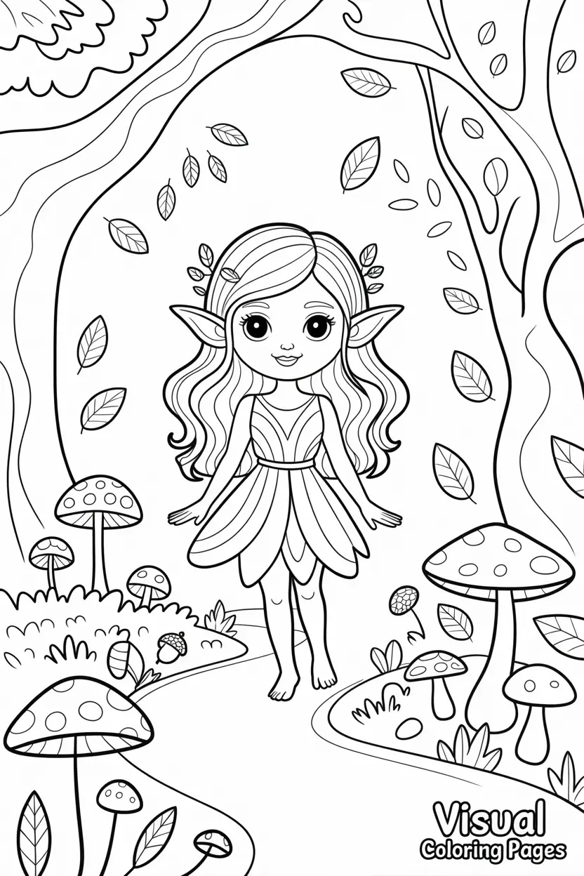 fairy coloring pages woodland