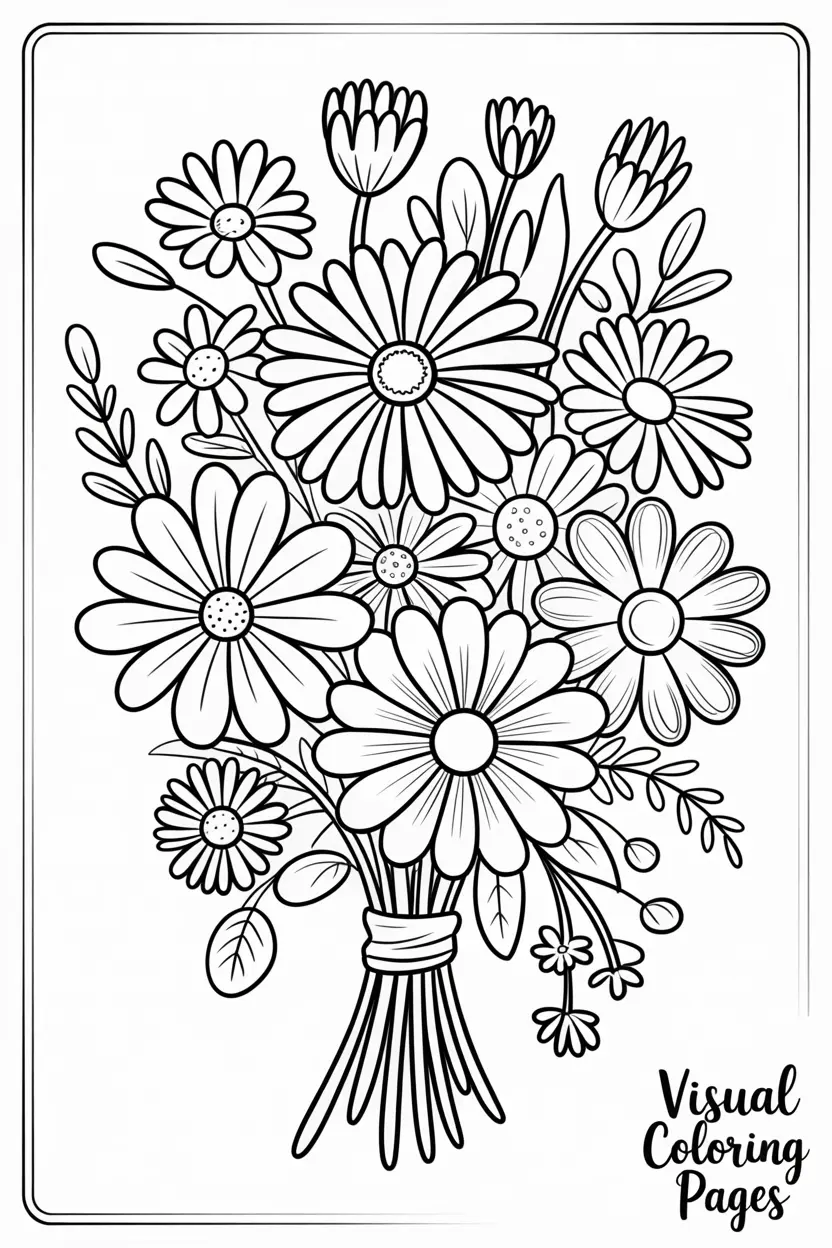 flower coloring pages bouquet
