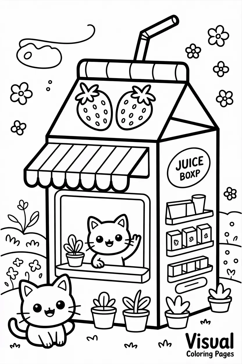 kawaii coloring pages fruit box