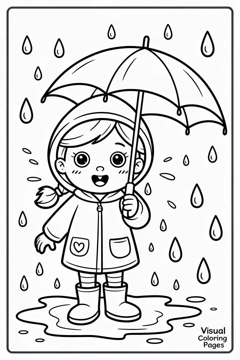 rainy day coloring pages girl