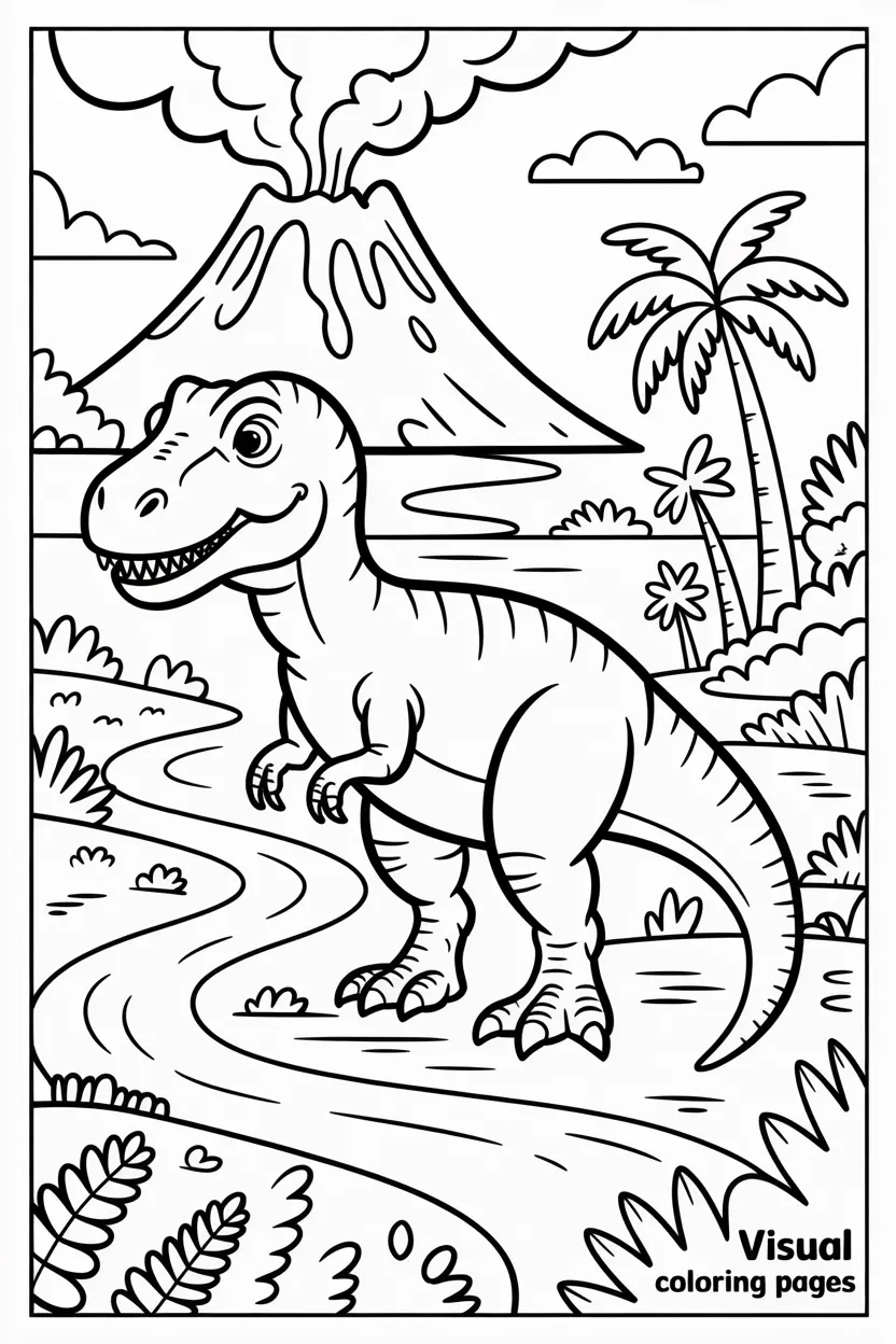 trex coloring pages dino and vol