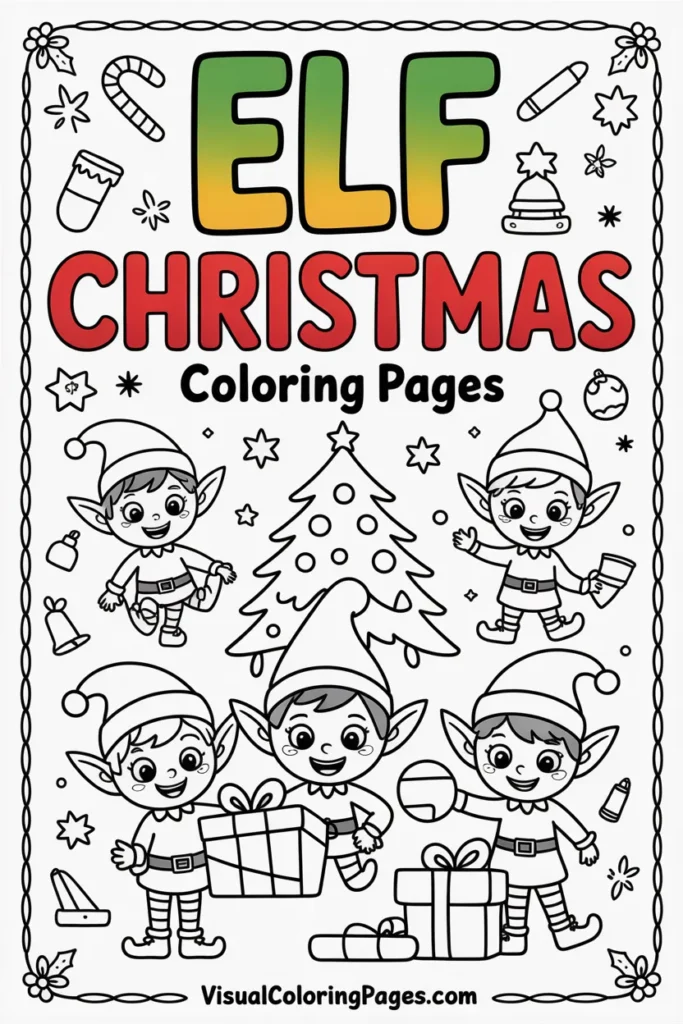 Elf Christmas Coloring Pages