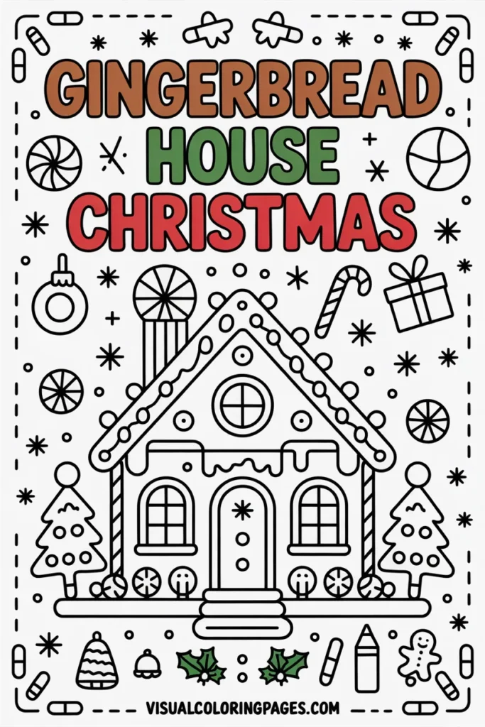 Gingerbread House Christmas Coloring Pages