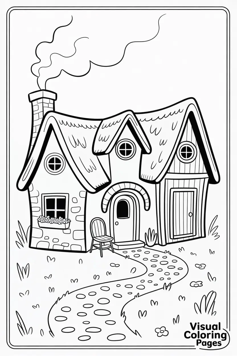 aesthetic coloring pages cozy quaint cottage