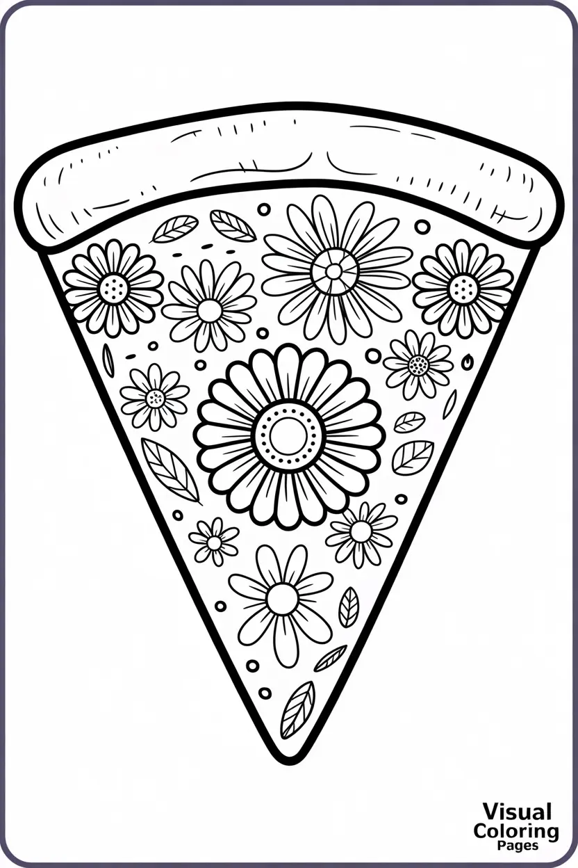 aesthetic coloring pages floral pizza slice