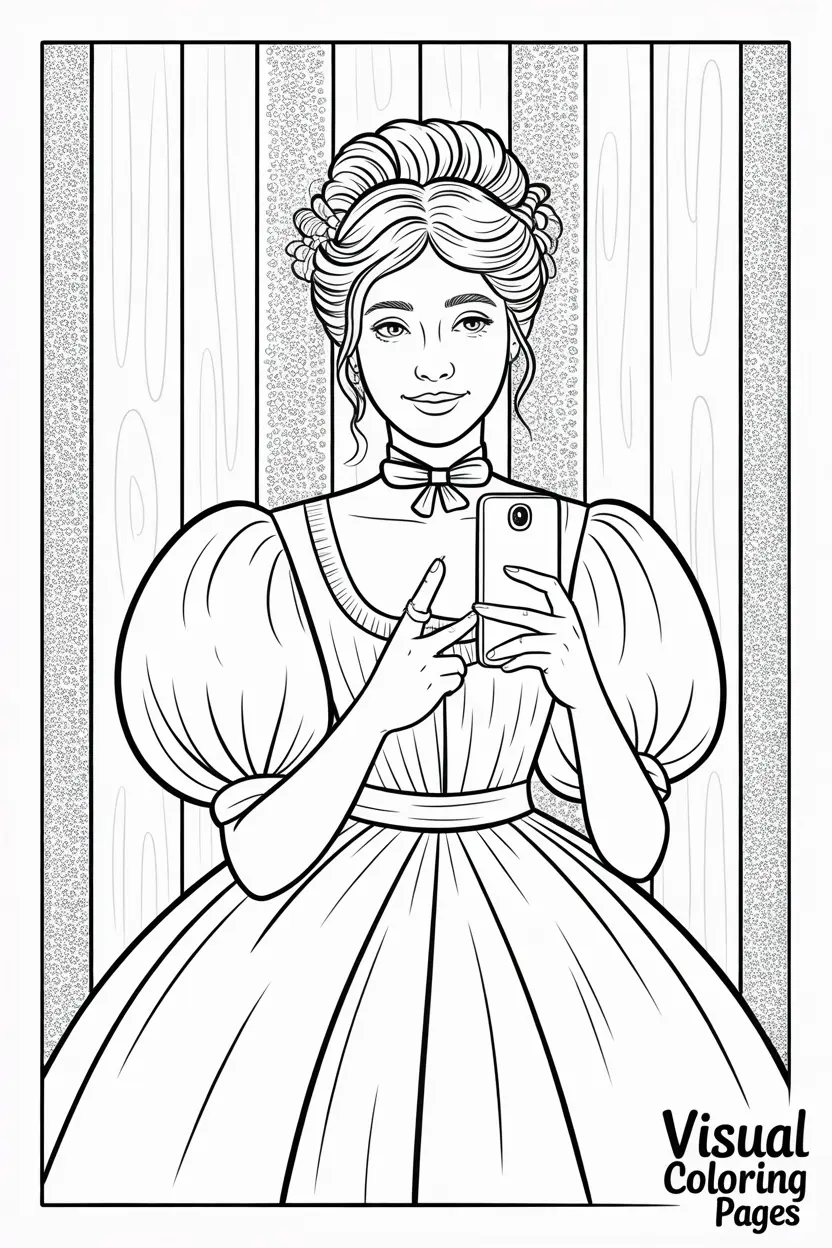 aesthetic coloring pages ghost taking a selfie