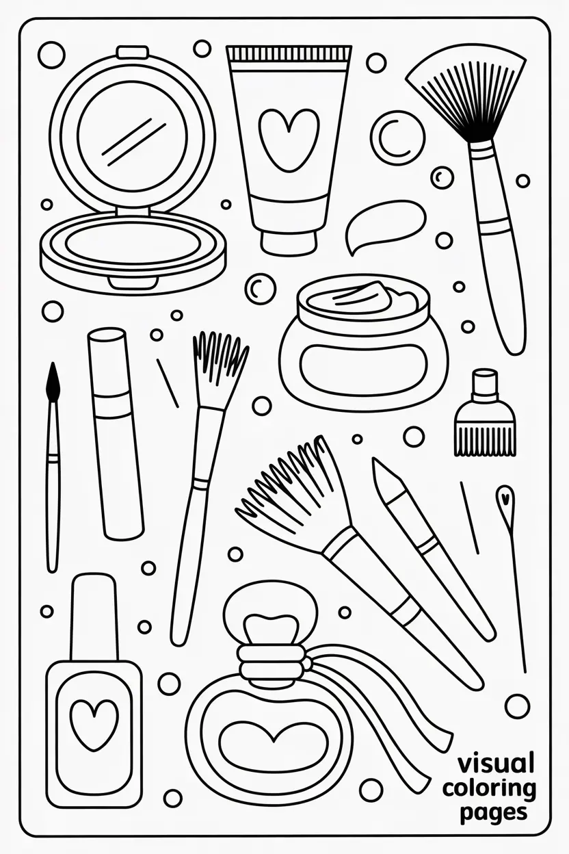 aesthetic coloring pages makeup and cosmetics