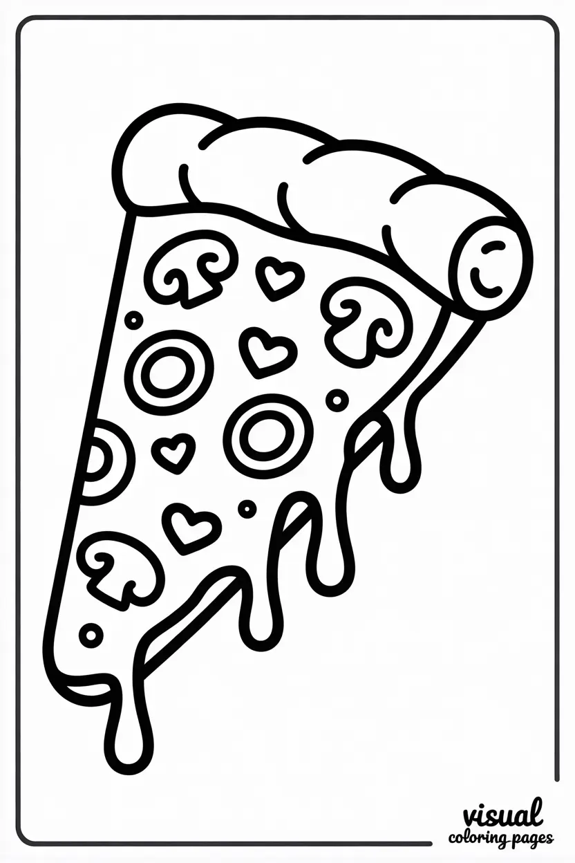 aesthetic coloring pages melty heart pepperoni pizza