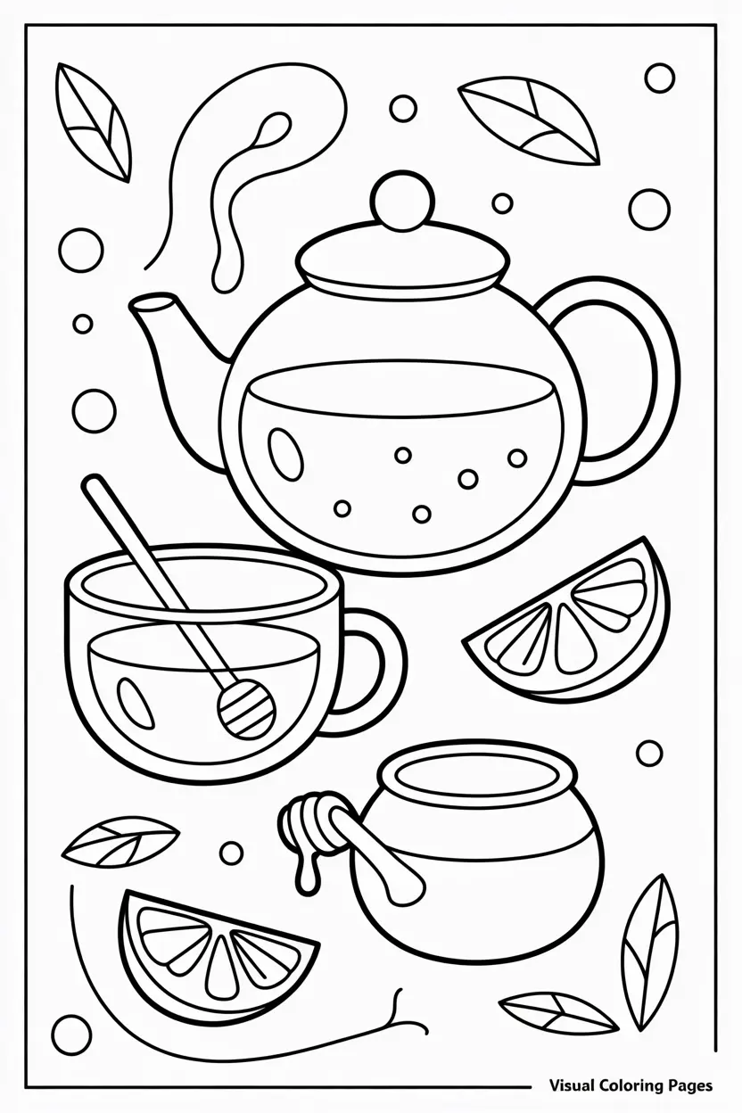 aesthetic coloring pages orange tea and honey