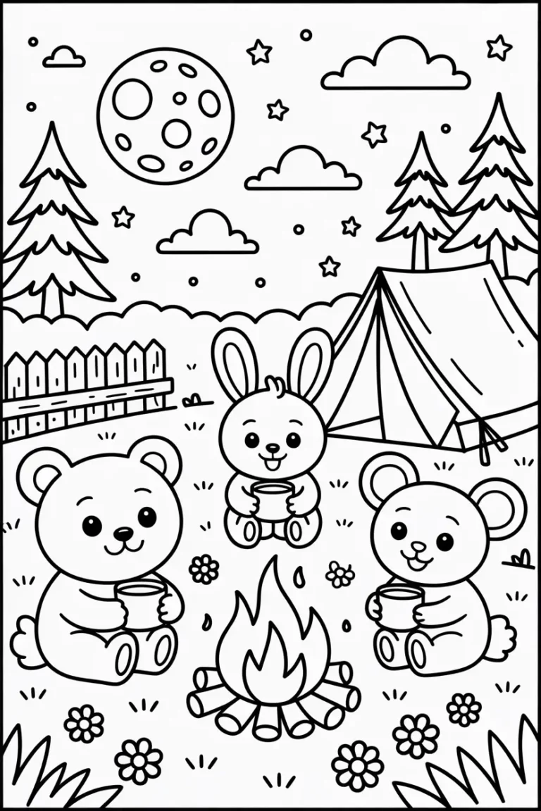 cozy friends coloring pages