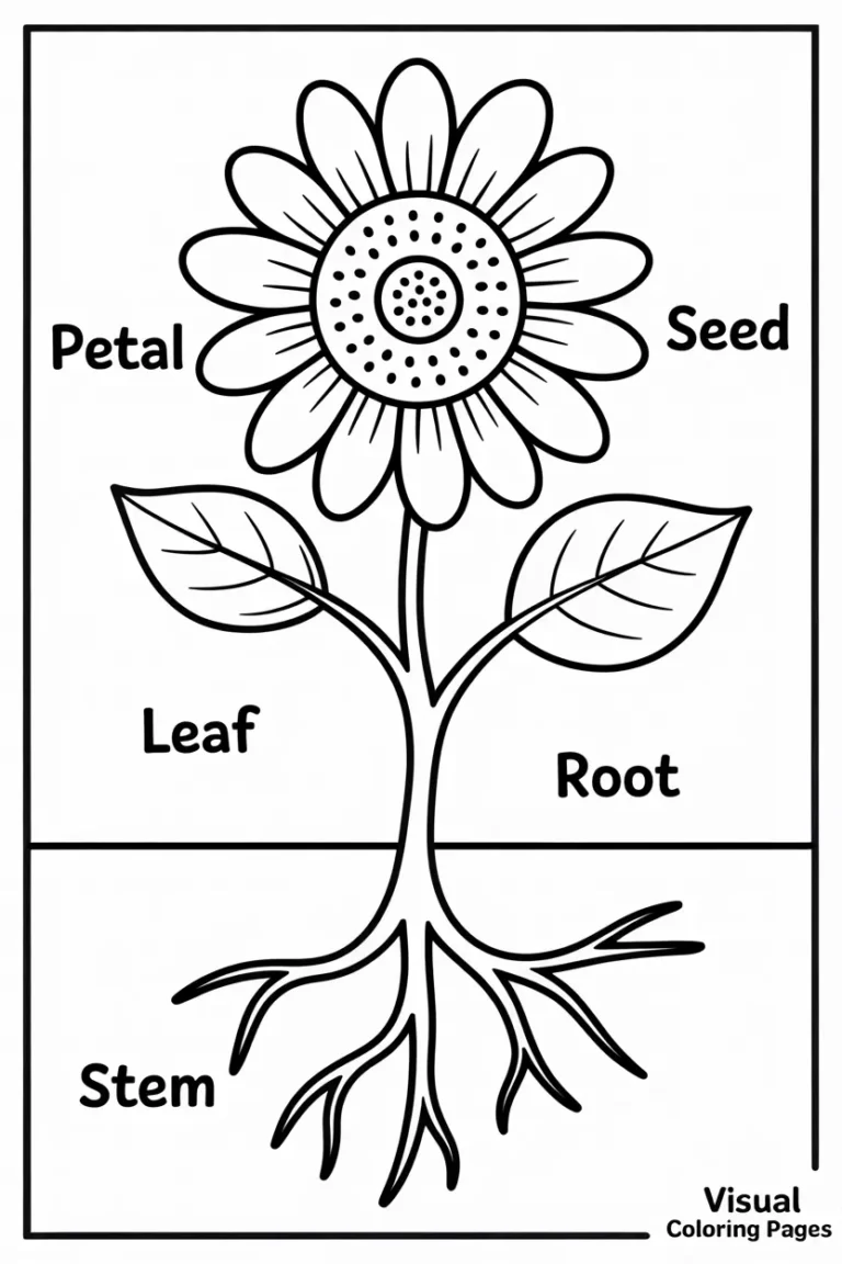 flower coloring pages parts of a flower