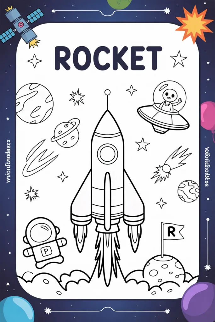 rocket coloring pages