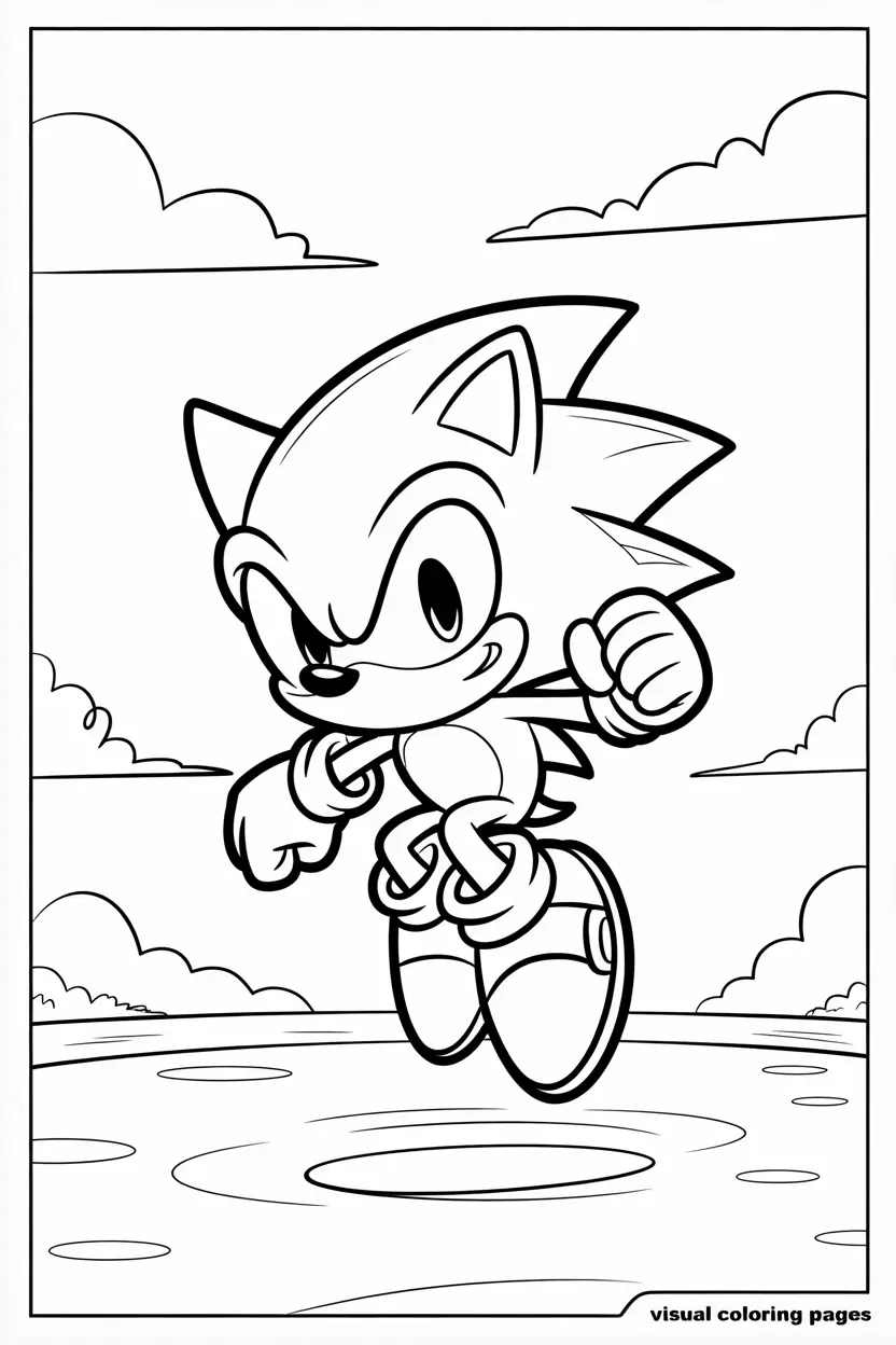 2d retro sonic coloring page