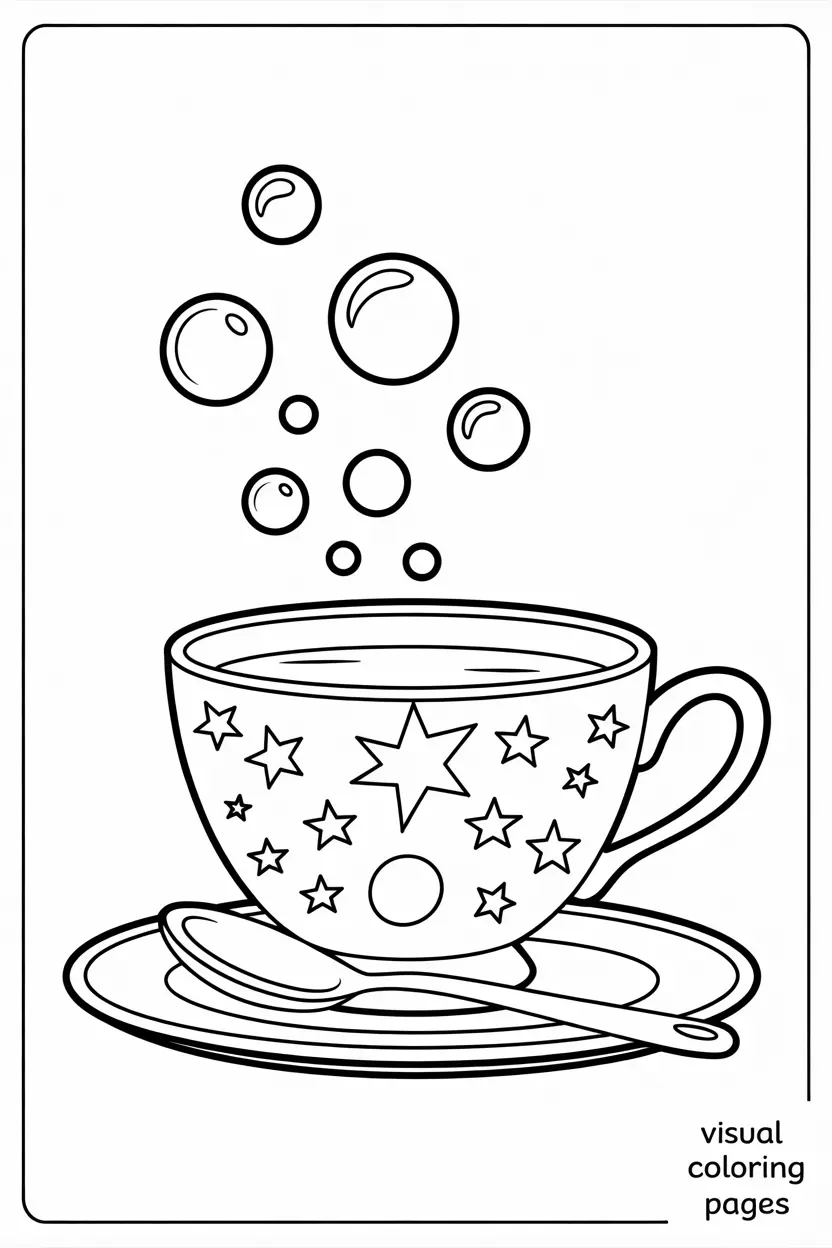 Magical Coffee Cup With Clouds And Stars