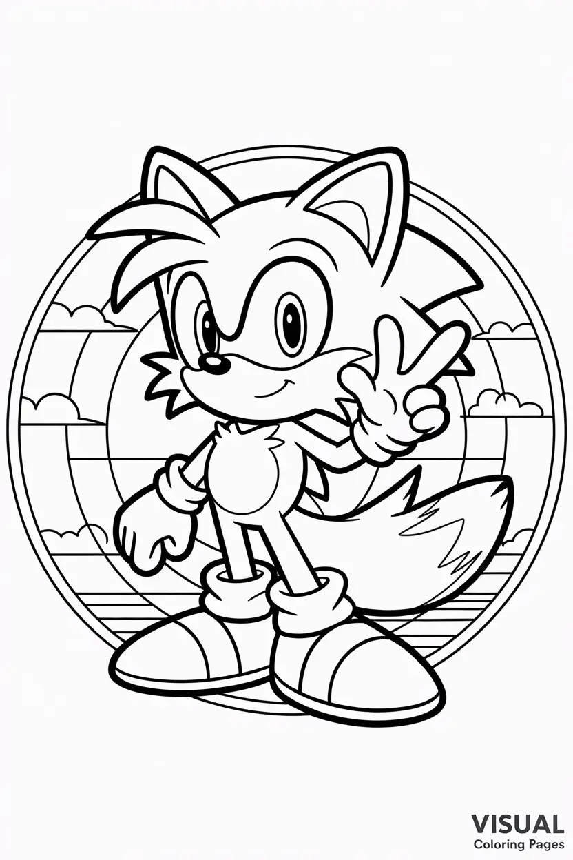 Sonic Jumping Through Ring Coloring Sheet