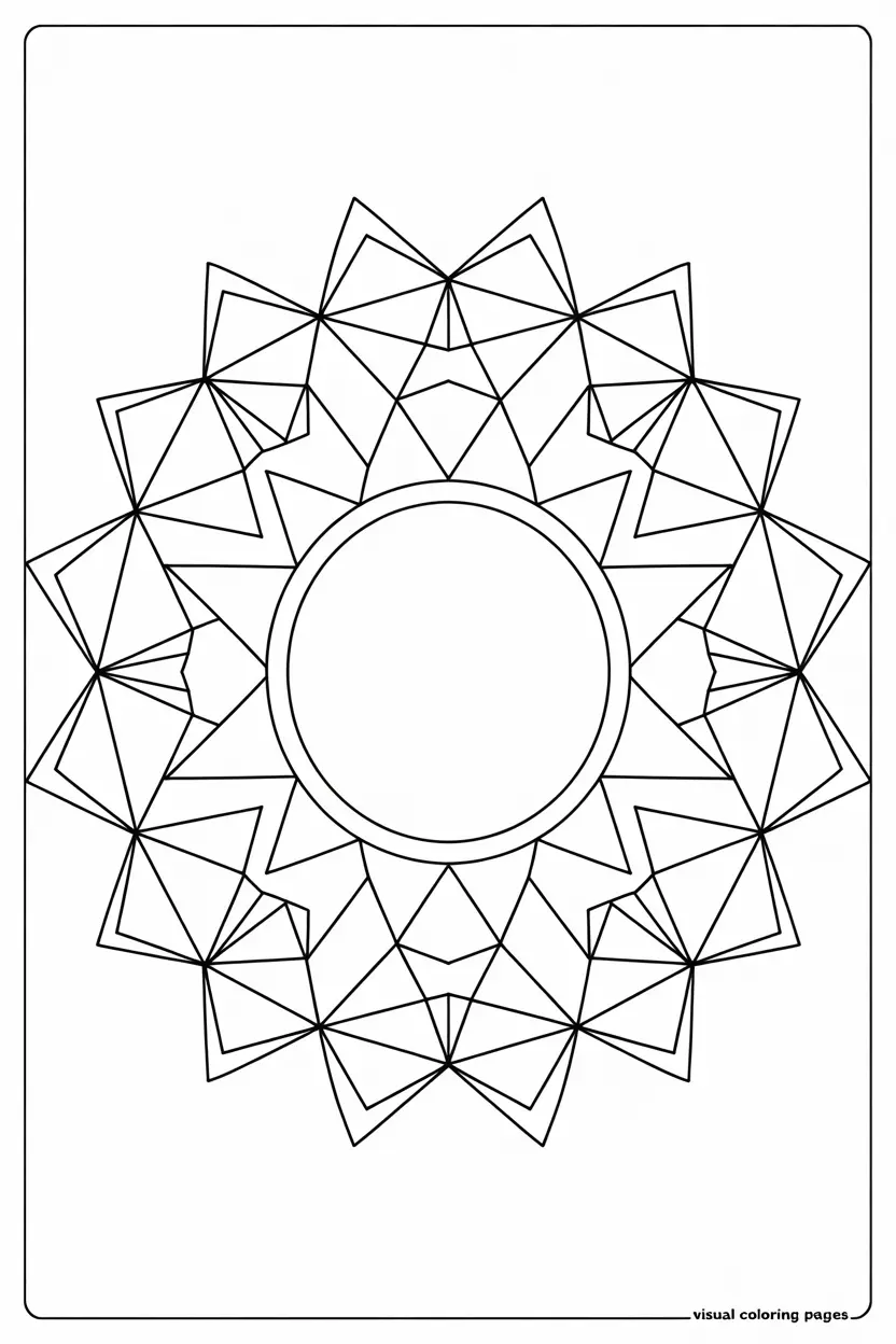 arched 3d star geometric coloring sheet