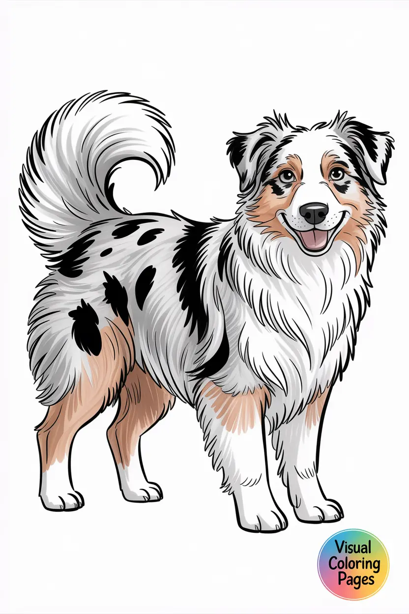 australian shepherd with fluffy tail and spots