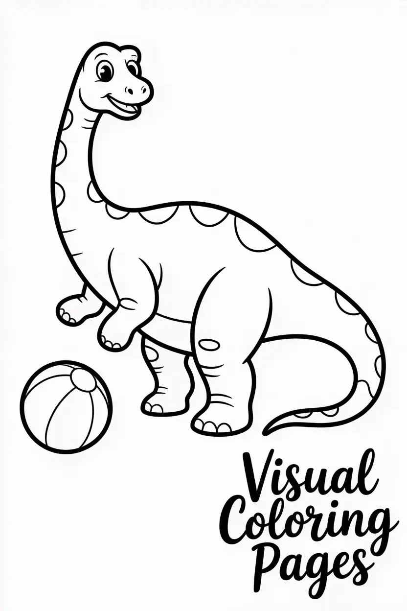 baby brachiosaurus playing with a ball