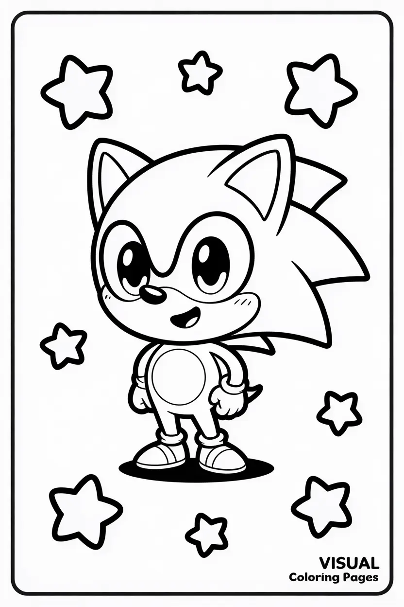 baby sonic with rings to color
