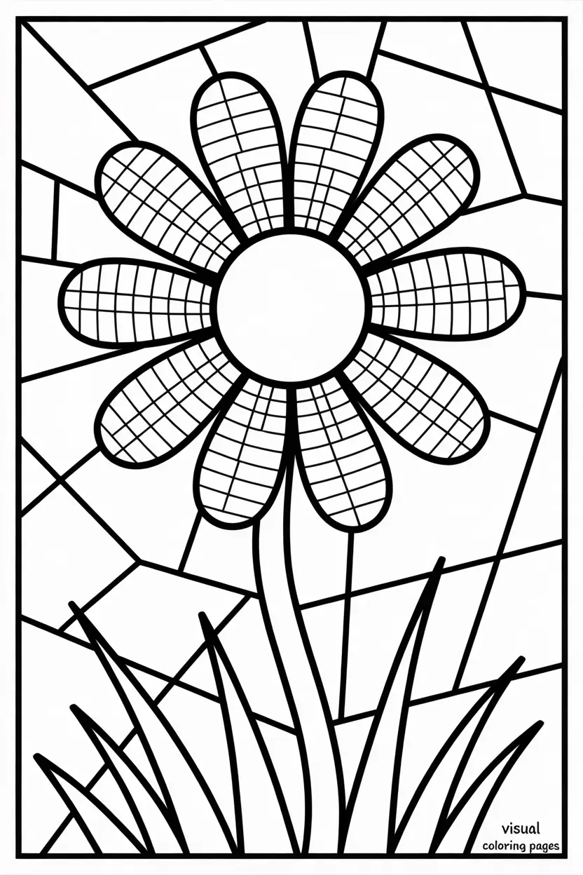 beautiful flowers mosaic coloring page