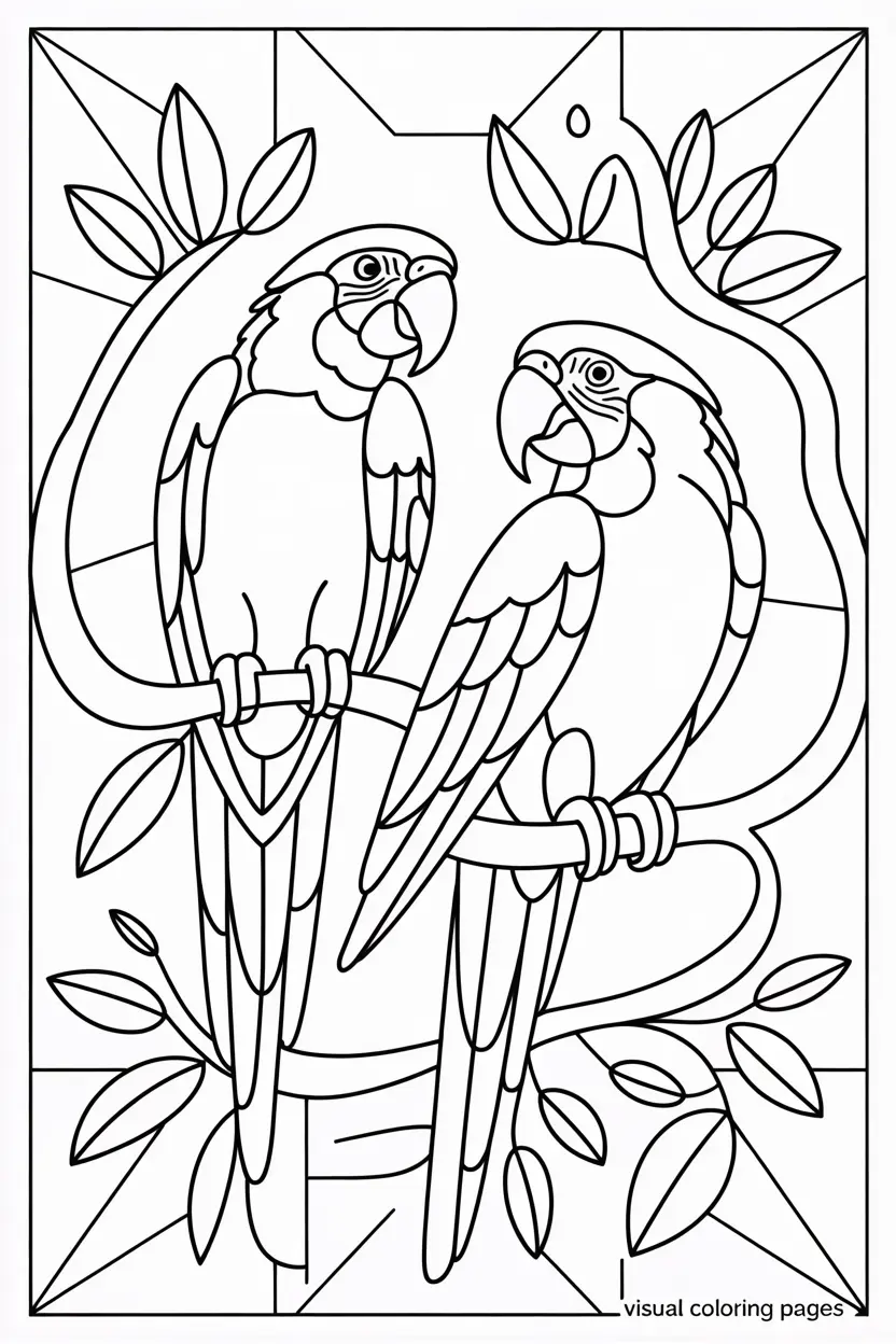 birds perched on tree branches mosaic