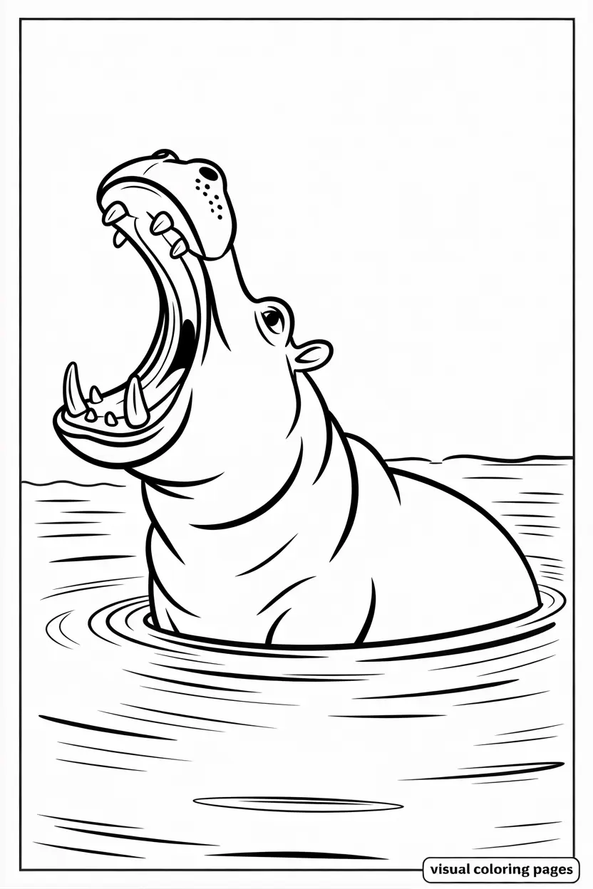 bloat of hippos in water to color