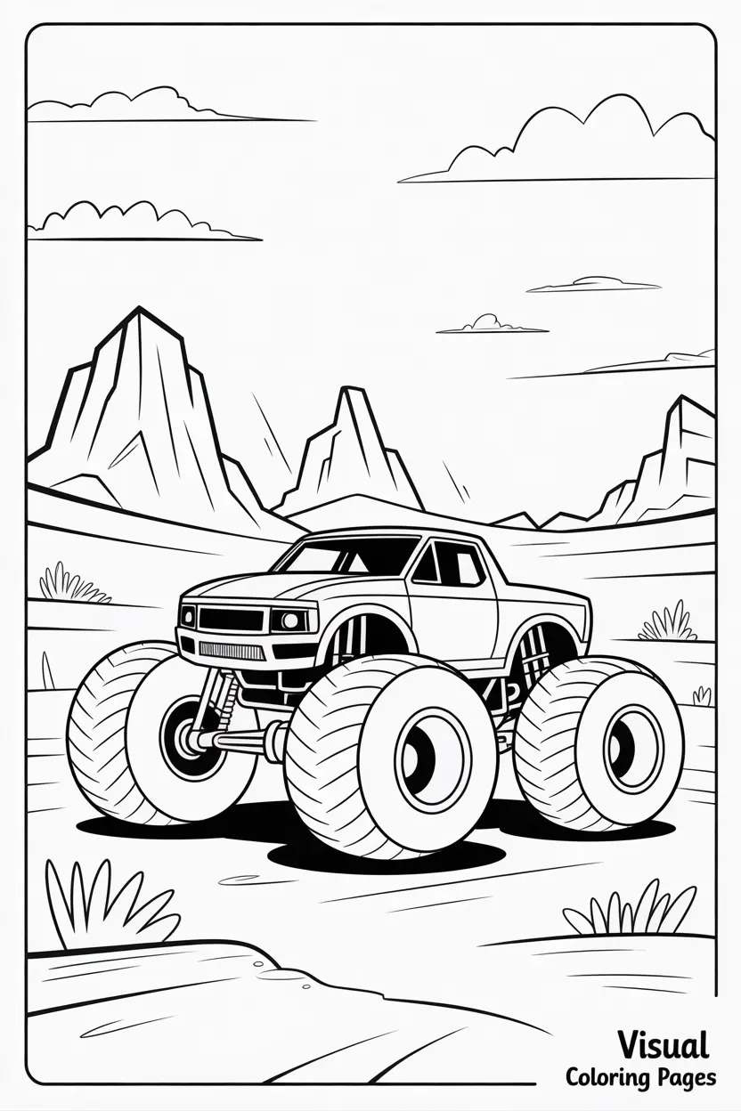 blue thunder monster truck to color