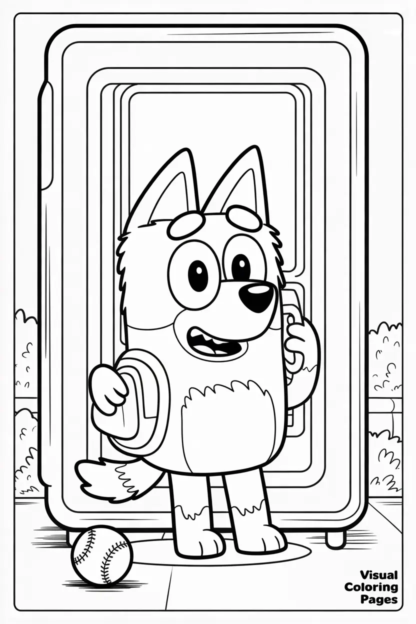 bluey standing in front of the telephone booth