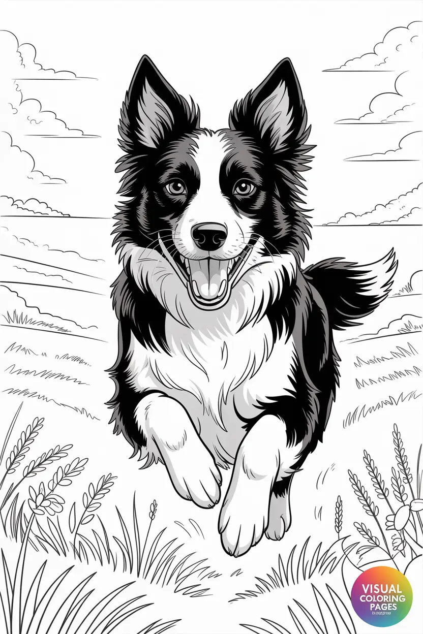 border Collie running in a field