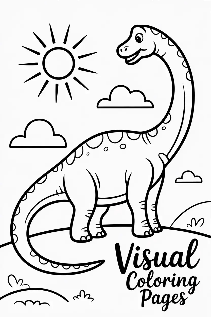brachiosaurus on a hilltop with clouds and sun behind