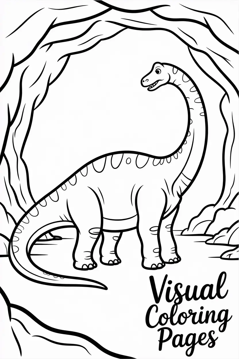 brachiosaurus standing near a cave entrance