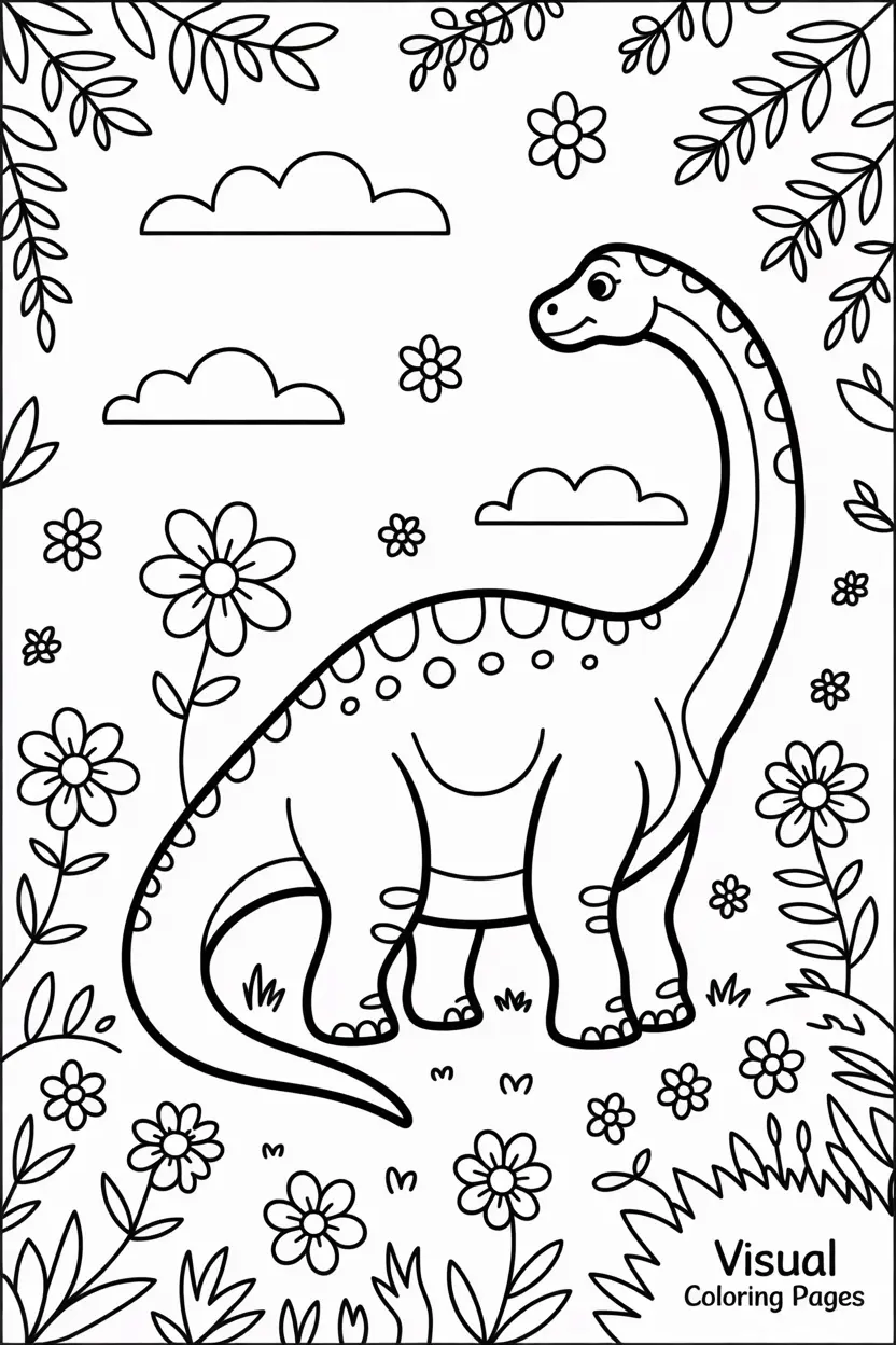 brachiosaurus surrounded by flowers