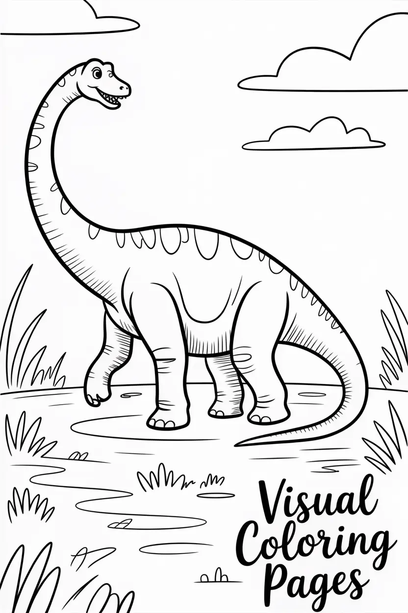 brachiosaurus walking in a swamp