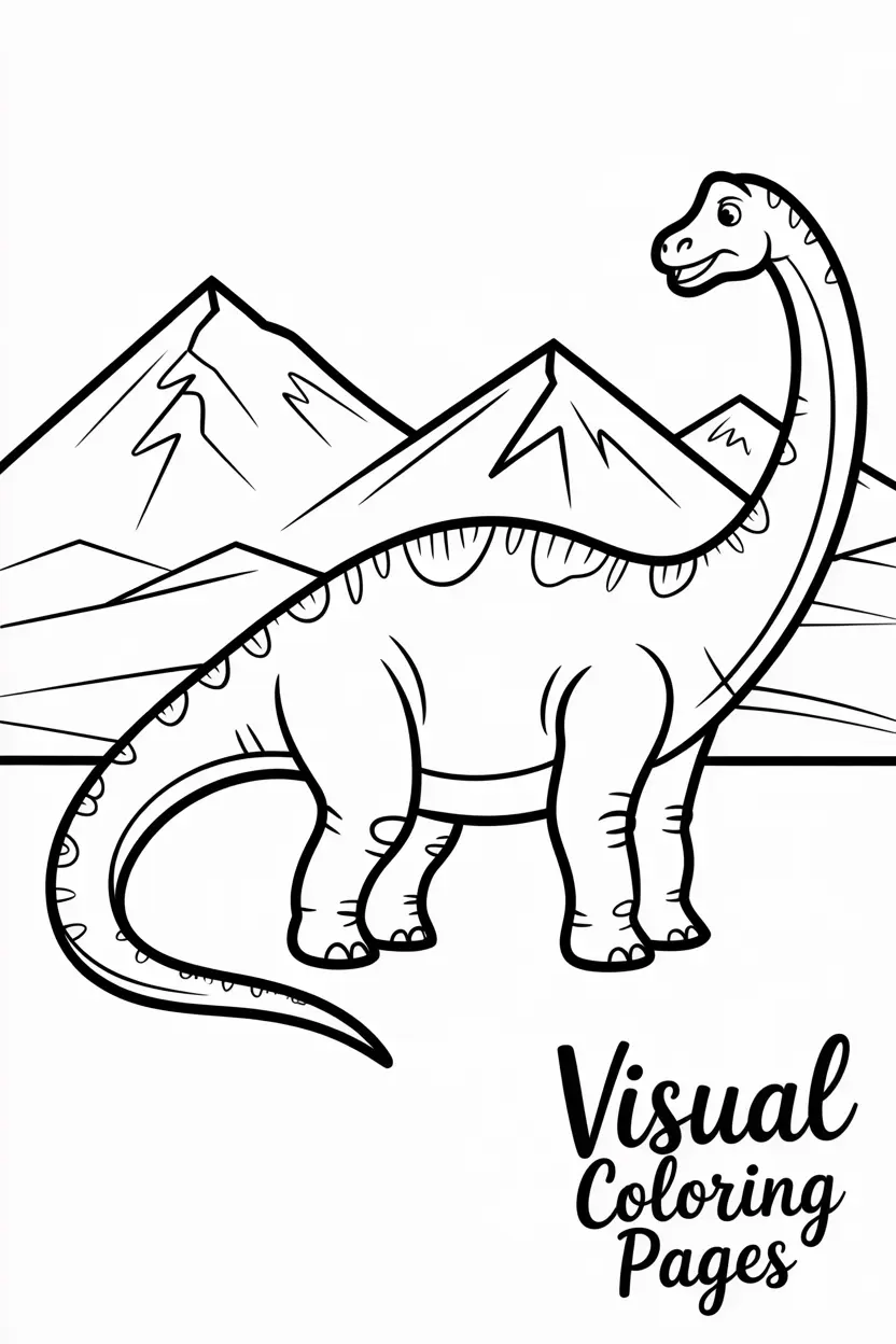brachiosaurus with mountains in the background