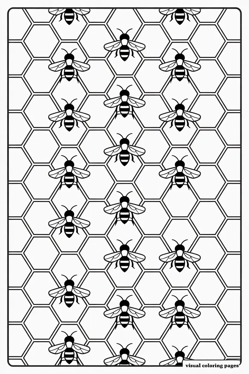 bumblebee on hive pattern coloring sheet