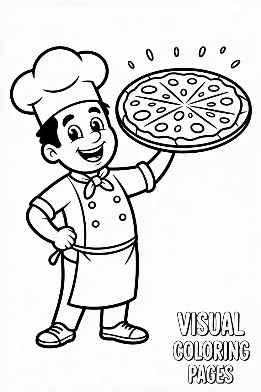 chef holding a giant pizza