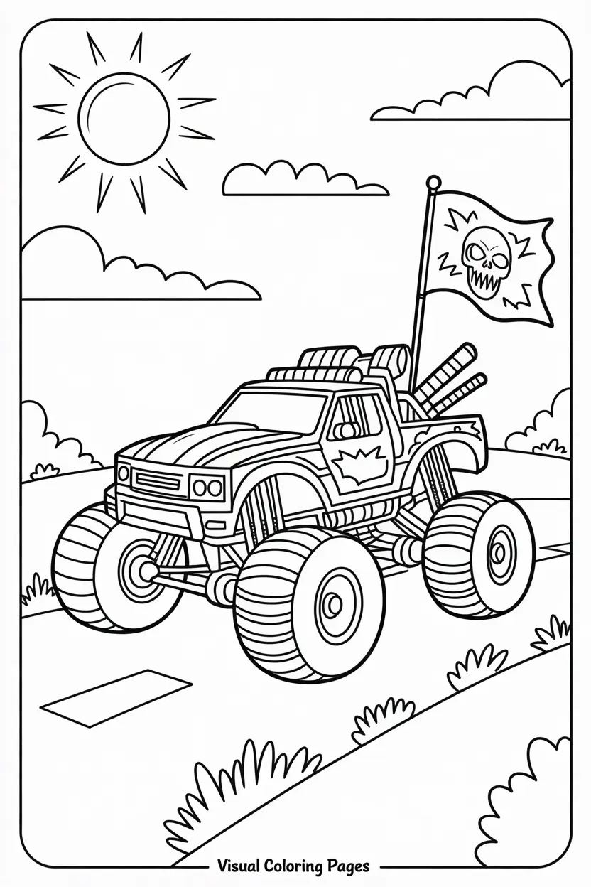 coloring page of a lego monster truck