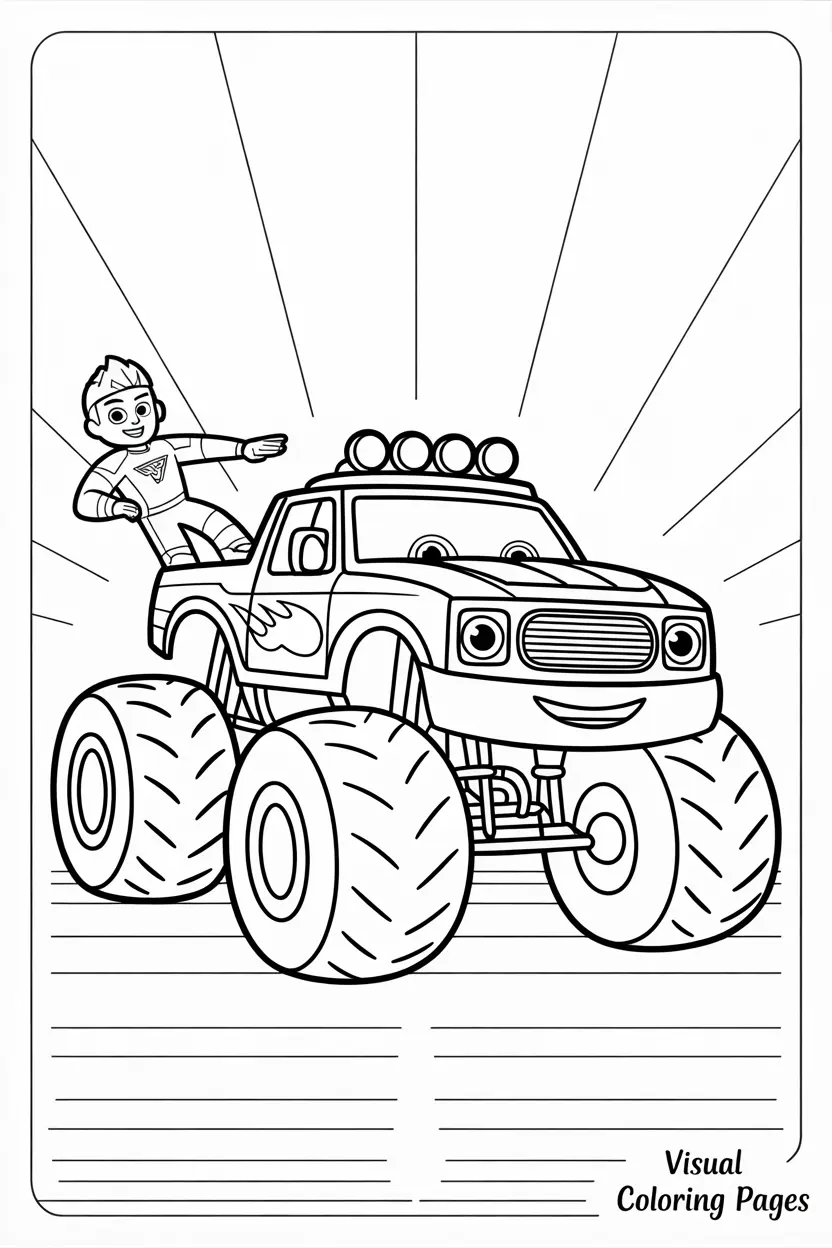 coloring page of blaze monster truck
