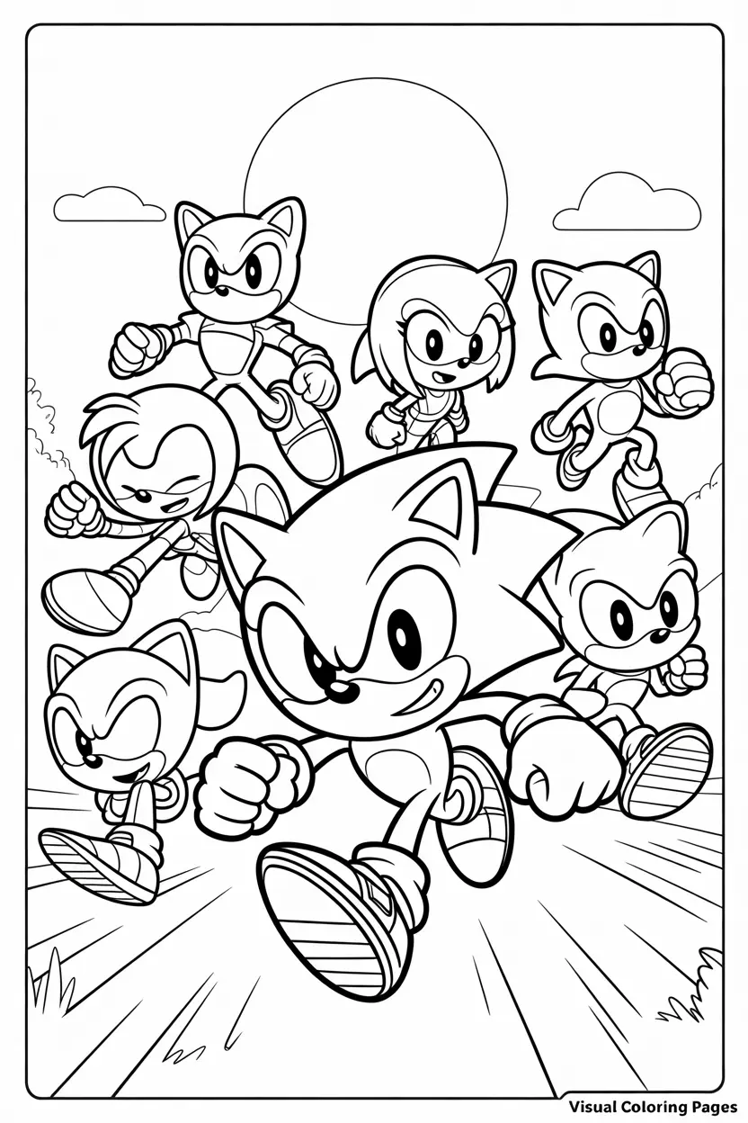 coloring page of sonic and friends coloring page