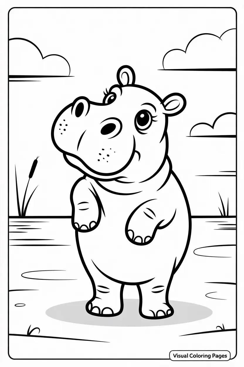 coloring sheet of gloria the hippo