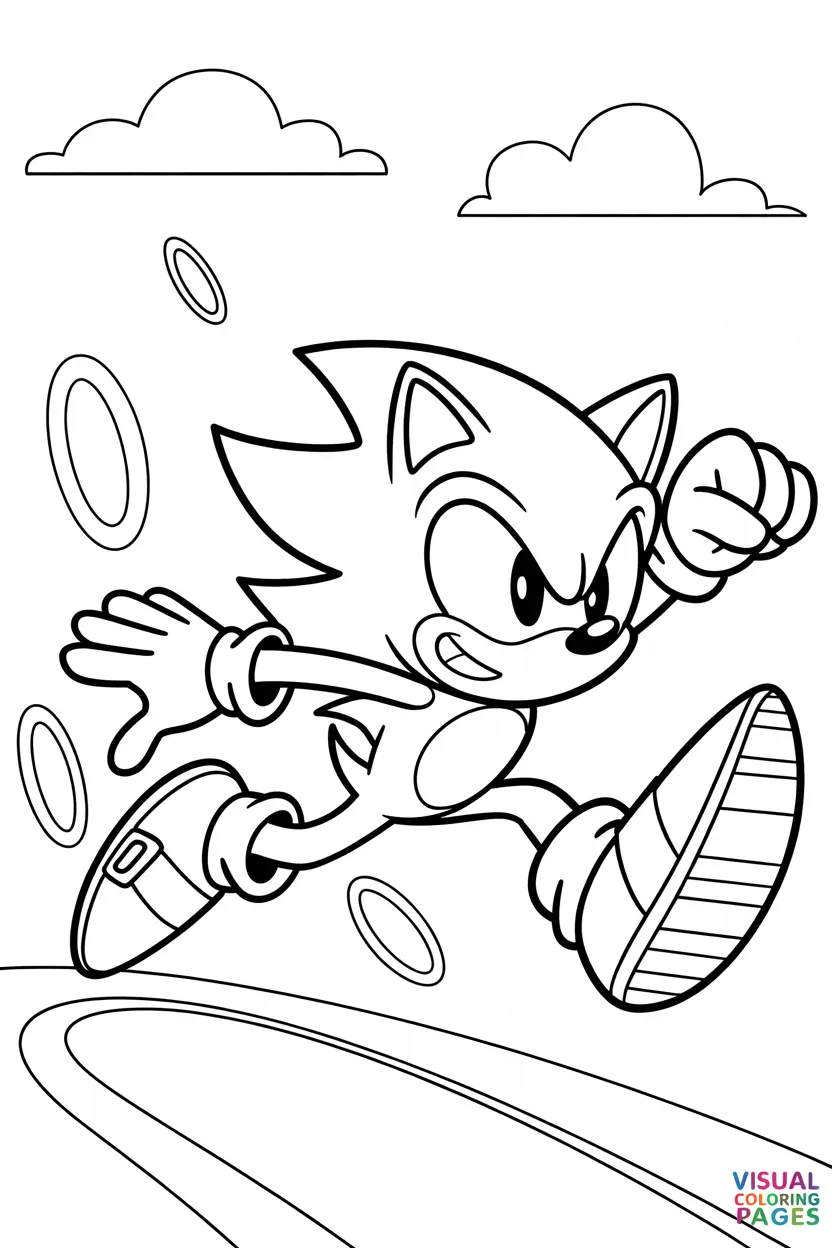 coloring sheet of sonic running