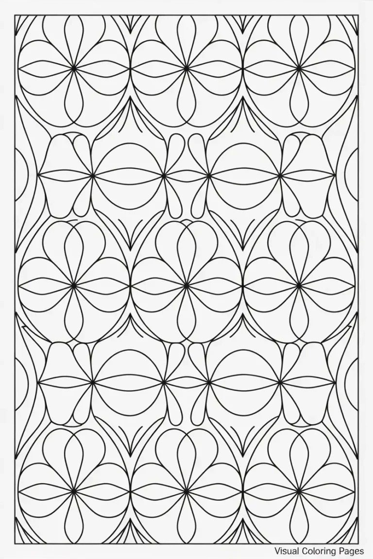 complex flower and leaves pattern coloring sheet
