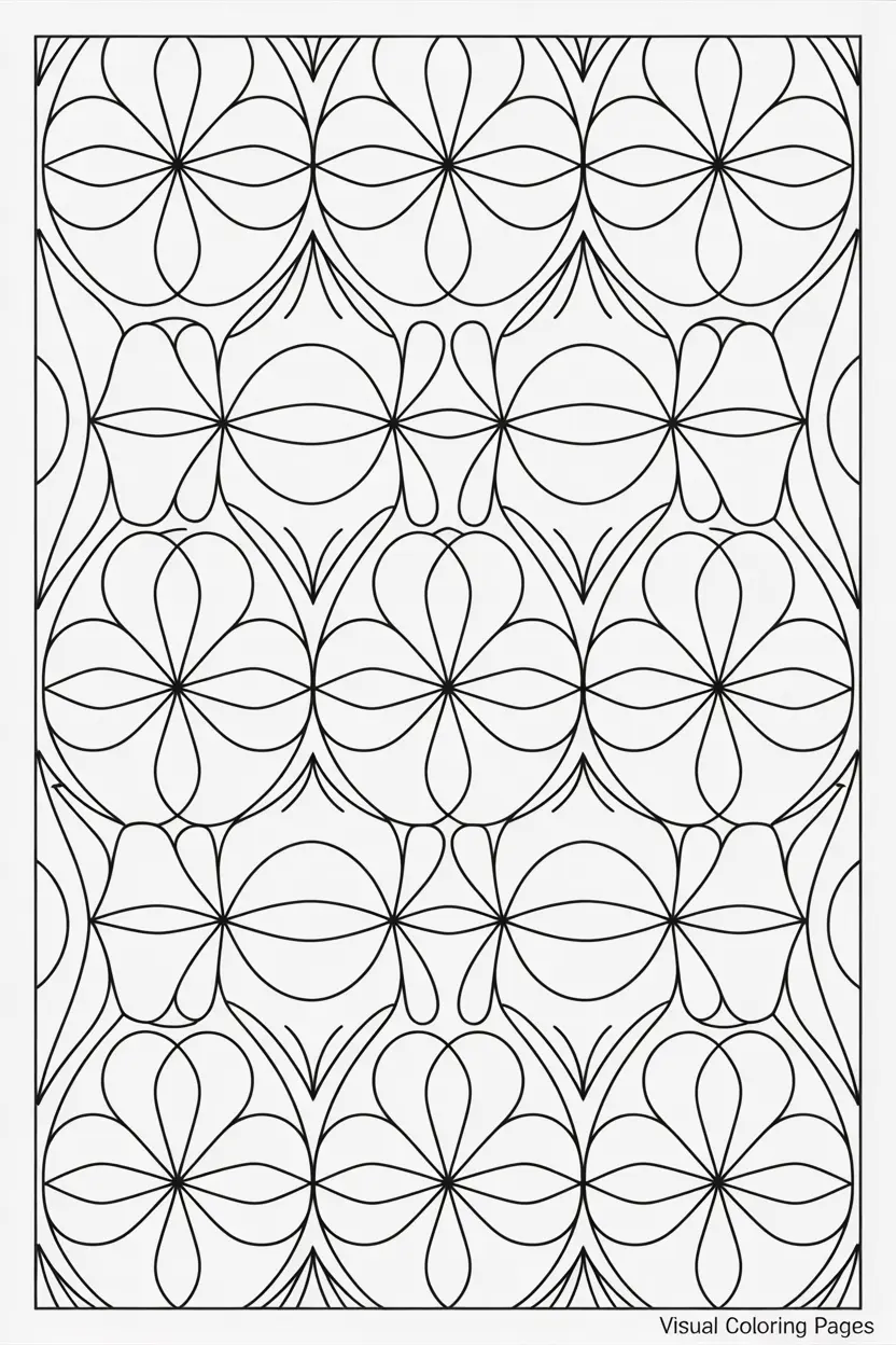 complex flower and leaves pattern coloring sheet