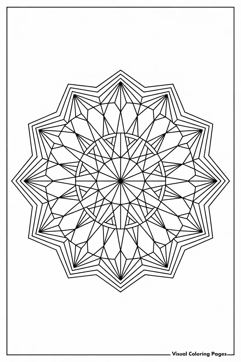 complex geometric stars coloring sheet