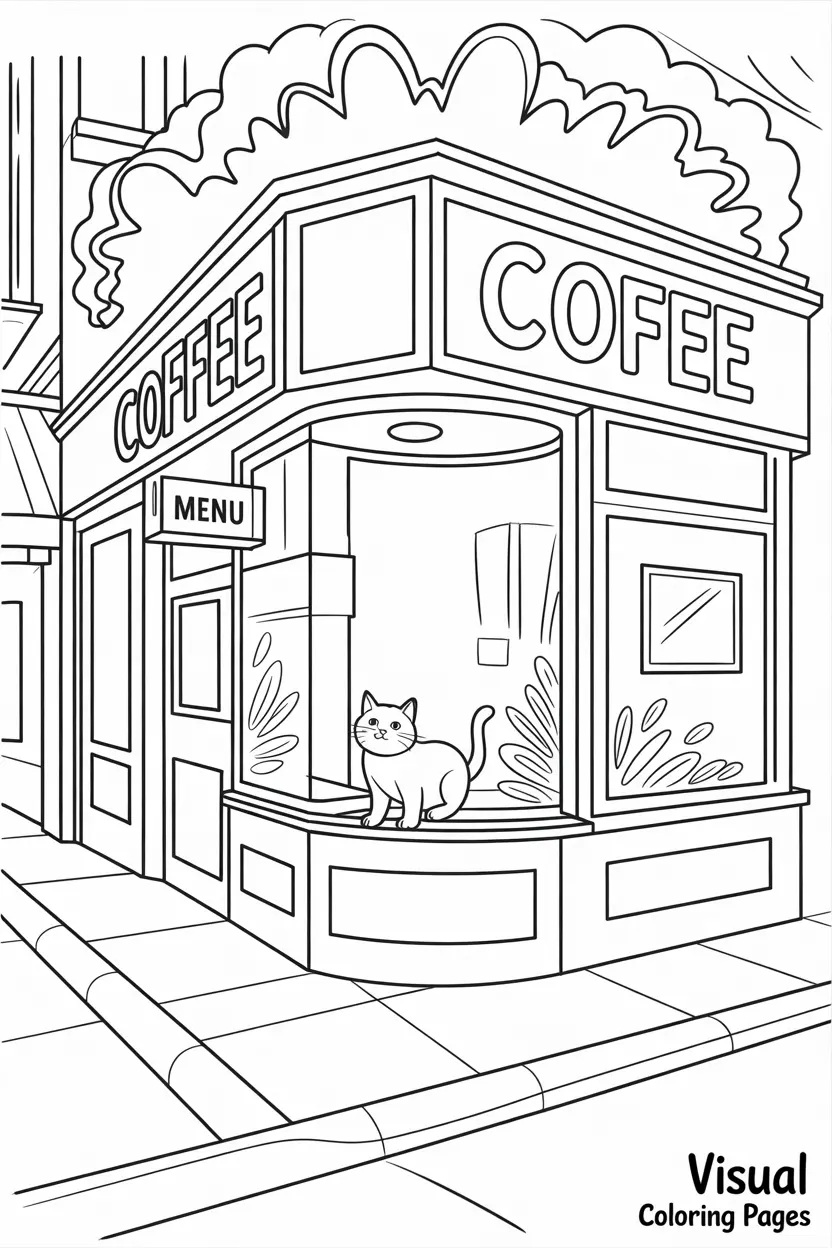 cozy coffee shack coloring