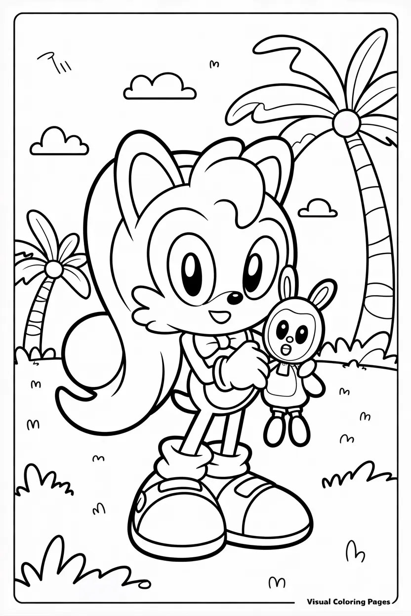 cream the rabbit holding toy coloring