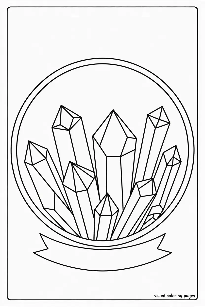 crystals in a glass dome coloring page for kids