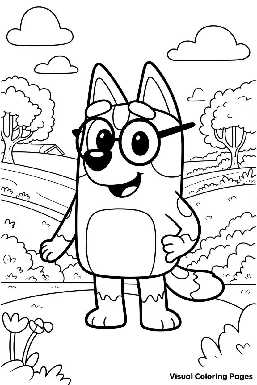 cute baby bluey wearing glasses