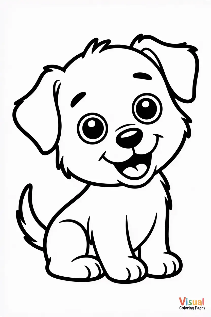 cute puppy sitting with a wagging tail