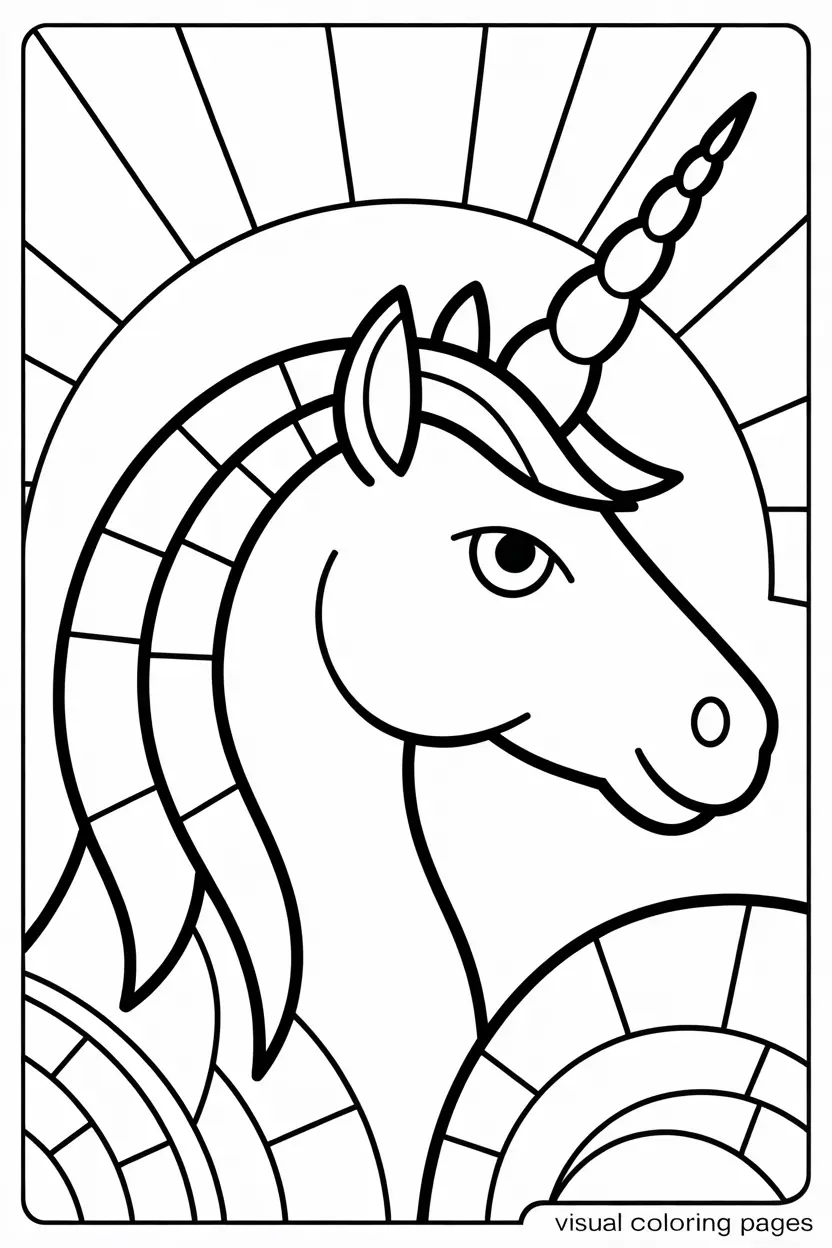 cute unicorn mosaic coloring page for kids